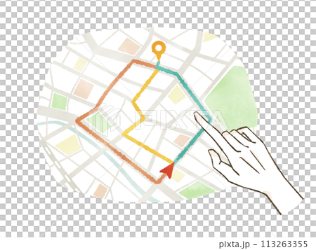 地図で複数の経路を検討する手 地図で複数の経路を検討する手 113263355