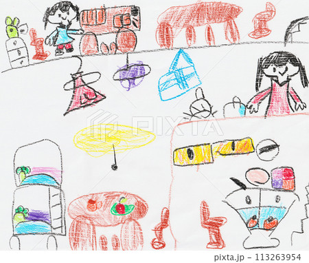 子供が描いた家の絵 113263954