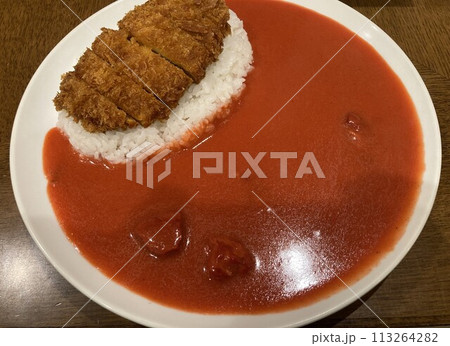 赤いカツカレーライス 113264282