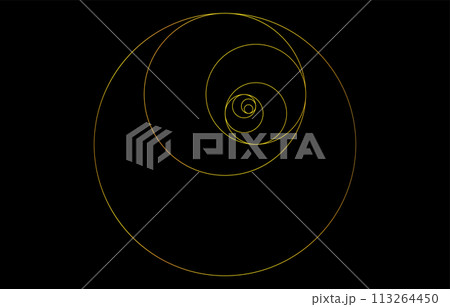デザインに使われる比率、黄金比での円の組み合わせ 113264450