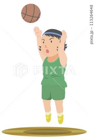 ジャンプシュート　バスケットボール 113264648
