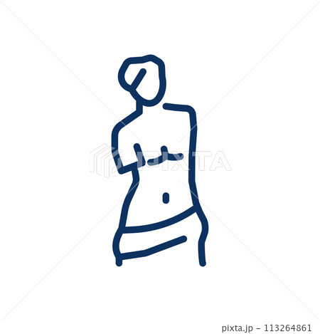 Classical Art Museums Icon. Simple Line Illustration of a Sculpture, Representing Fine Arts, Cultural Heritage, and Museum Galleries. 113264861