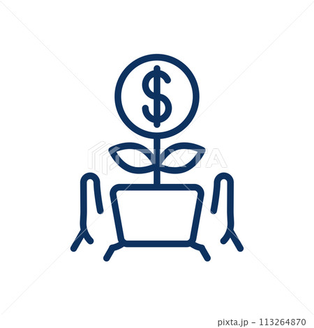Financial Growth Children Education Icon. Thin Line Illustration of a Money Plant in a Pot with Dollar Sign, Representing Savings, Investment, and Financial Literacy for Kids Financial Growth Children Education Icon. Thin Line Illustration of a Money Plant in a Pot with Dollar Sign, Representing Savings, Investment, and Financial Literacy for Kids 113264870