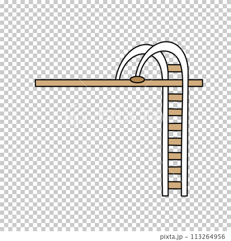A ladder is shown with a white stripe on it A ladder is shown with a white stripe on it 113264956