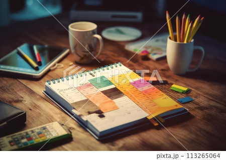 Stock image of a content calendar for planning, Concept of daily planning 113265064