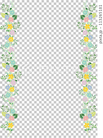Scandinavian style, simple and cute flowers and leaves, left and right frames, vertical Scandinavian style, simple and cute flowers and leaves, left and right frames, vertical 113265181