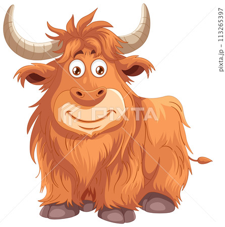 Cheerful Cartoon Yak Illustration Cheerful Cartoon Yak Illustration 113265397