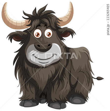 Cheerful Cartoon Yak Illustration Cheerful Cartoon Yak Illustration 113265405