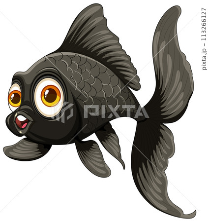 Cartoon Goldfish with Expressive Eyes 113266127