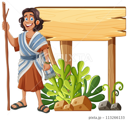 Ancient Greek with Wooden Signboard 113266133
