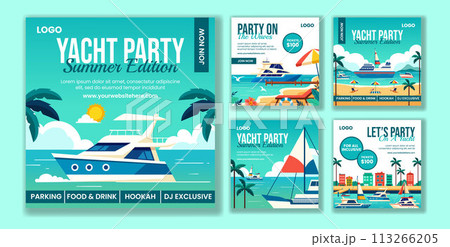 Yachts Party Social Media Post Flat Cartoon Hand Drawn Templates Background Illustration Yachts Party Social Media Post Flat Cartoon Hand Drawn Templates Background Illustration 113266205