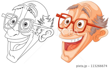 Cheerful Man with Glasses Illustration Cheerful Man with Glasses Illustration 113266674