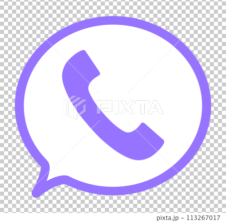 A simple purple phone symbol and speech bubble A simple purple phone symbol and speech bubble 113267017