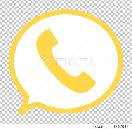 A simple yellow telephone symbol and a speech bubble 113267018