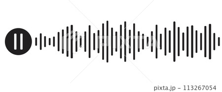 Sound wave decibel audio record simple voice message icon isolated on white background. Podcast player, music track 113267054