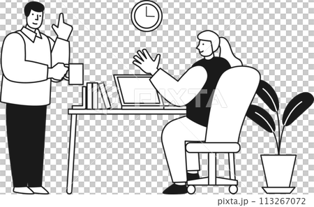 Man and woman having a conversation in the office Man and woman having a conversation in the office 113267072