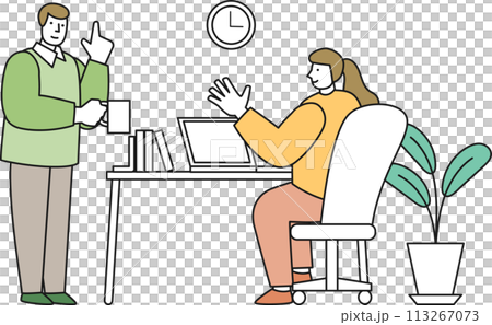 Man and woman having a conversation in the office Man and woman having a conversation in the office 113267073