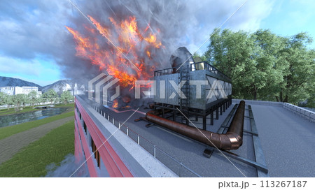 ヘリポートの火災現場 113267187