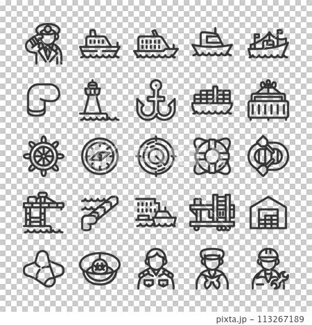 港 船 海運業 アイコン セット 港 船 海運業 アイコン セット 113267189