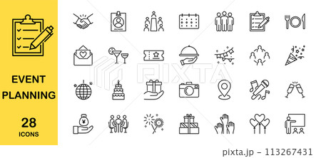 イベントやイベントプランナーに関するアイコンセット 113267431