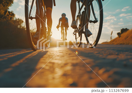 Twilight Ride: Adventure-Seeking Cyclists Tackle Mountainous Terrain Twilight Ride: Adventure-Seeking Cyclists Tackle Mountainous Terrain 113267699