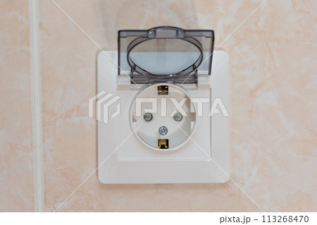 Socket for two-pin plug with cover Socket for two-pin plug with cover 113268470