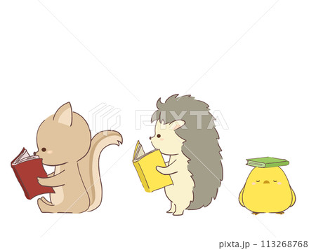本を読む動物たちのイラスト 113268768
