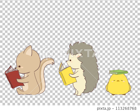 本を読む動物たちのイラスト 113268768