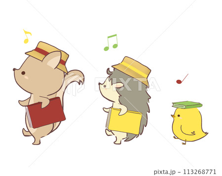 本を持って歩く動物たち 113268771