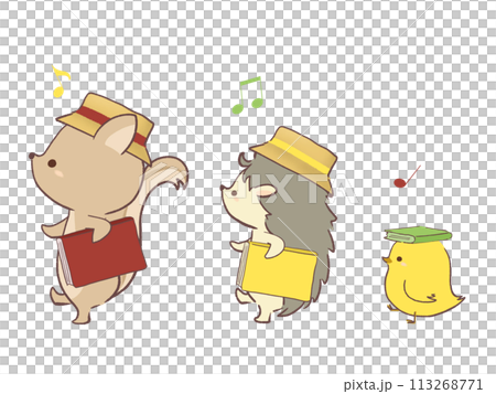 本を持って歩く動物たち 113268771