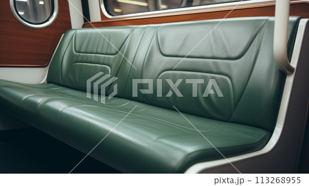 Subway train seat close-up highlights armrest detail.AI Generated Subway train seat close-up highlights armrest detail.AI Generated 113268955