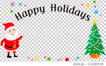 Cute Santa Claus and fir tree Happy Holidays 113269540