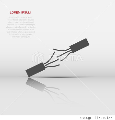 Vector electric plug sign icon in flat style. Power plug sign illustration pictogram. Electric cable business concept. Vector electric plug sign icon in flat style. Power plug sign illustration pictogram. Electric cable business concept. 113270127