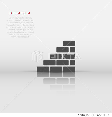 Vector wall brick icon in flat style. Wall sign illustration pictogram. Stone business concept. Vector wall brick icon in flat style. Wall sign illustration pictogram. Stone business concept. 113270153