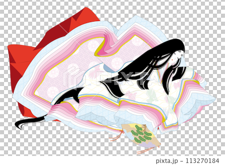 平安時代風の袿姿の女性のイメージイラスト 113270184