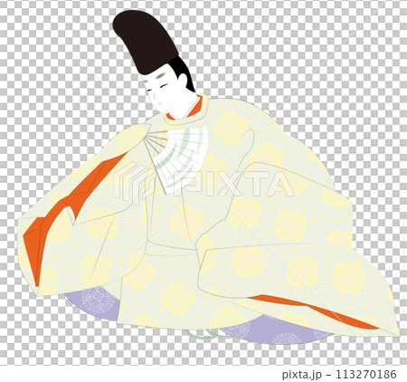 日本貴族的古典服飾。穿著直袍的男人。平安時代圖像插圖 113270186