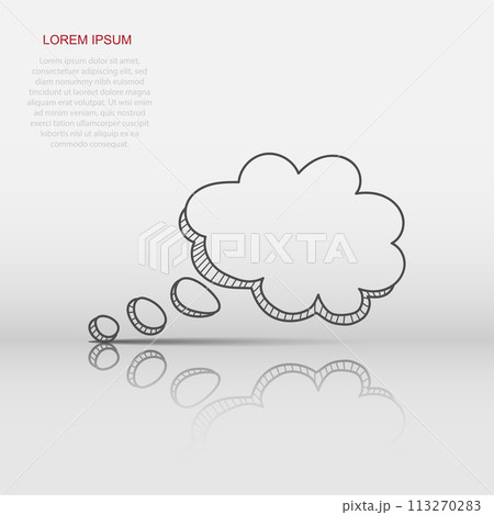 Vector speech bubble icon in flat style. Hand drawn speech bubble sign illustration pictogram. Dialog balloon business concept. Vector speech bubble icon in flat style. Hand drawn speech bubble sign illustration pictogram. Dialog balloon business concept. 113270283