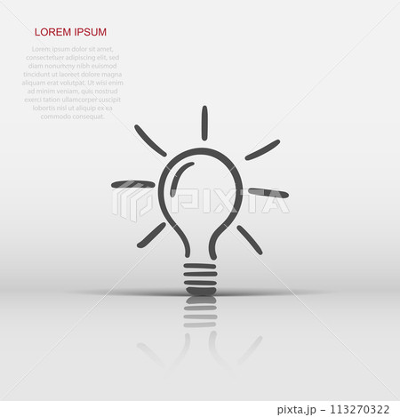 Vector sketch light bulb icon in flat style. Hand drawn idea doodle sign illustration pictogram. Bulb business concept. Vector sketch light bulb icon in flat style. Hand drawn idea doodle sign illustration pictogram. Bulb business concept. 113270322