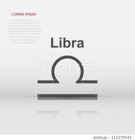 Vector libra zodiac icon in flat style. Astrology sign illustration pictogram. Libra horoscope business concept. 113270541