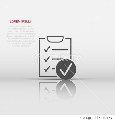 Vector to do list icon in flat style. Checklist, task list sign illustration pictogram. Reminder business concept. Vector to do list icon in flat style. Checklist, task list sign illustration pictogram. Reminder business concept. 113270575