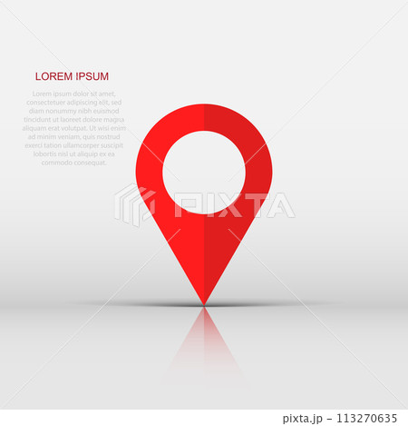 Vector pin location icon in flat style. Navigation map, gps sign illustration pictogram. Pin business concept. 113270635