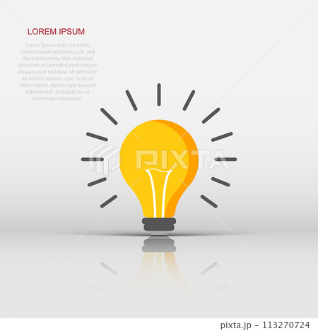 Vector halogen lightbulb icon in flat style. Light bulb sign illustration pictogram. Idea business concept. 113270724
