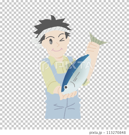 手描き風の漁師の男性 113270848
