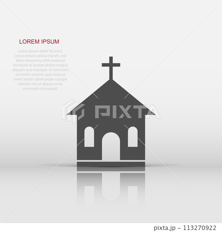 Vector church sanctuary icon in flat style. Chapel sign illustration pictogram. Church business concept. 113270922