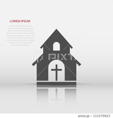 Vector church sanctuary icon in flat style. Chapel sign illustration pictogram. Church business concept. 113270923