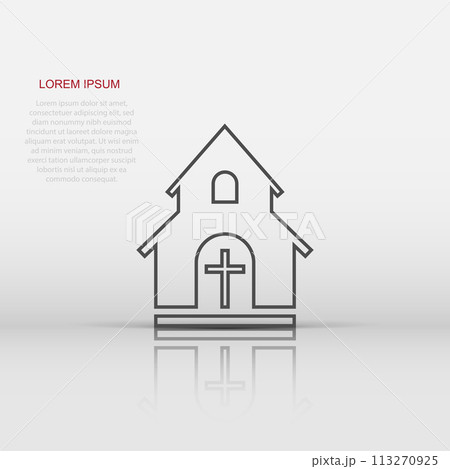 Vector church sanctuary icon in flat style. Chapel sign illustration pictogram. Church business concept. 113270925