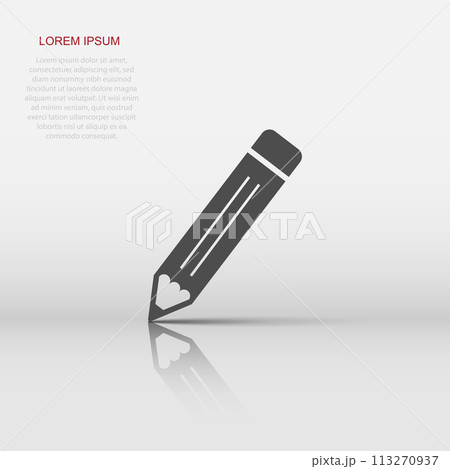 Vector pencil icon in flat style. Pen sign illustration pictogram. Pencil business concept. 113270937