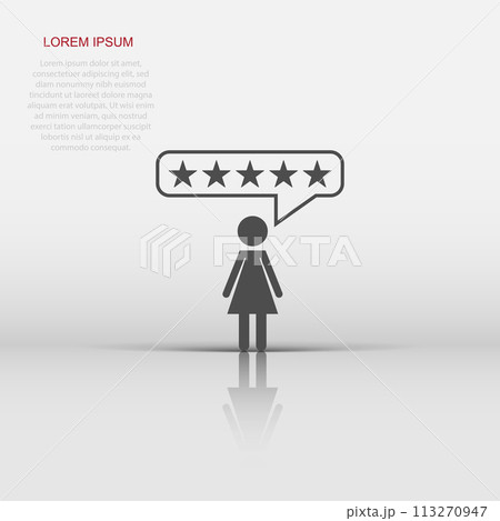 Vector customer reviews, user feedback icon in flat style. Rating sign illustration pictogram. Stars rating business concept. Vector customer reviews, user feedback icon in flat style. Rating sign illustration pictogram. Stars rating business concept. 113270947