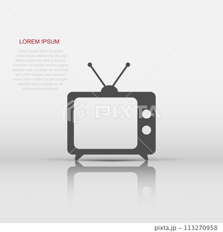 Vector Tv icon in flat style. Television sign illustration pictogram. Tv business concept. Vector Tv icon in flat style. Television sign illustration pictogram. Tv business concept. 113270958