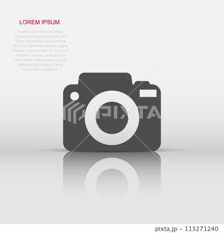 Vector photo camera icon in flat style. Photographer cam sign illustration pictogram. Camera business concept. Vector photo camera icon in flat style. Photographer cam sign illustration pictogram. Camera business concept. 113271240
